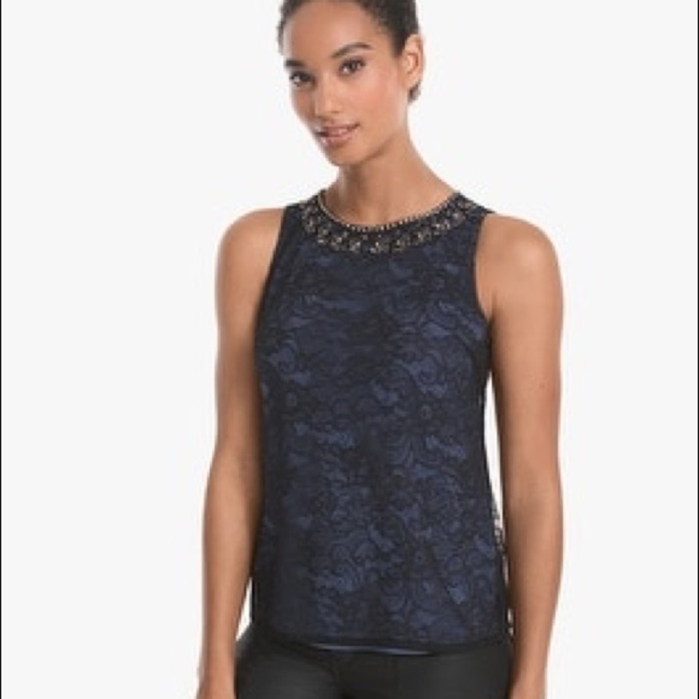 White House Black Market Lace Gem Top/Shell